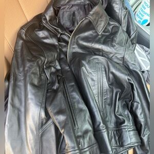 Black Leather Jacket with pockets